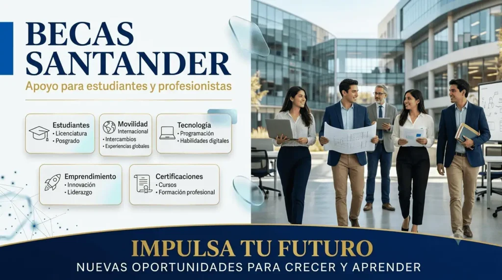 Beca Santander apoyo para estudiantes y profesionistas